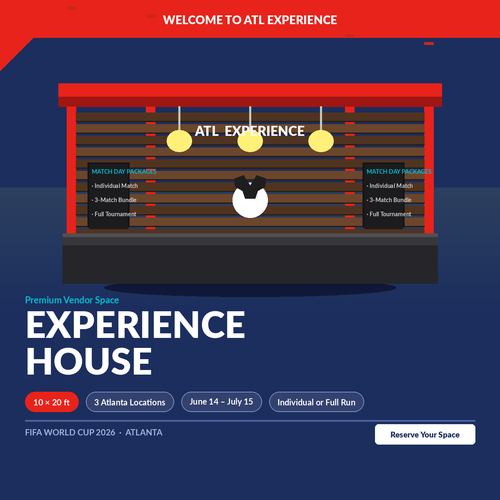 Premium 10x20ft vendor space — Experience House, FIFA World Cup 2026 Atlanta